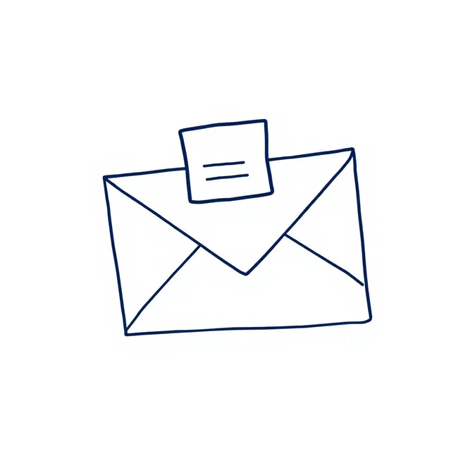 Fanned stack of envelopes with an address-book tab