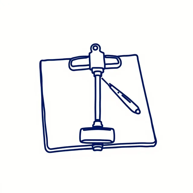 Clipboard with a gavel on top representing a directory benchmark